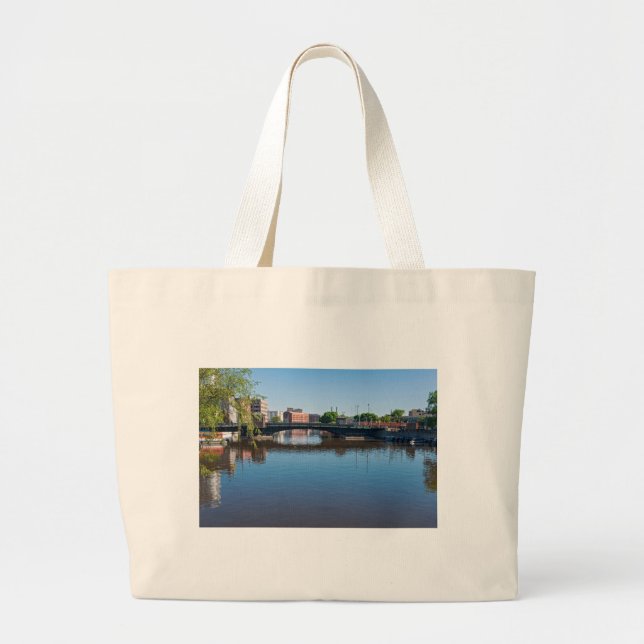 state street bridge crossing milwaukee river large tote bag (Front)