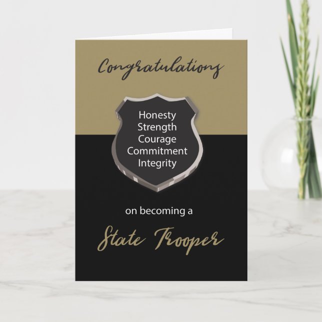 State Trooper, Congratulations, Tan and Black Card (Front)