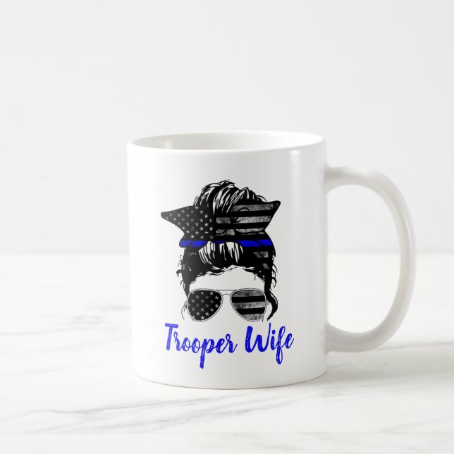 State Trooper Highway Patrol Messy Bun Wife   Coffee Mug (Right)