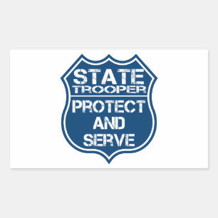 State Trooper Police Badge Protect and Serve Rectangular Sticker