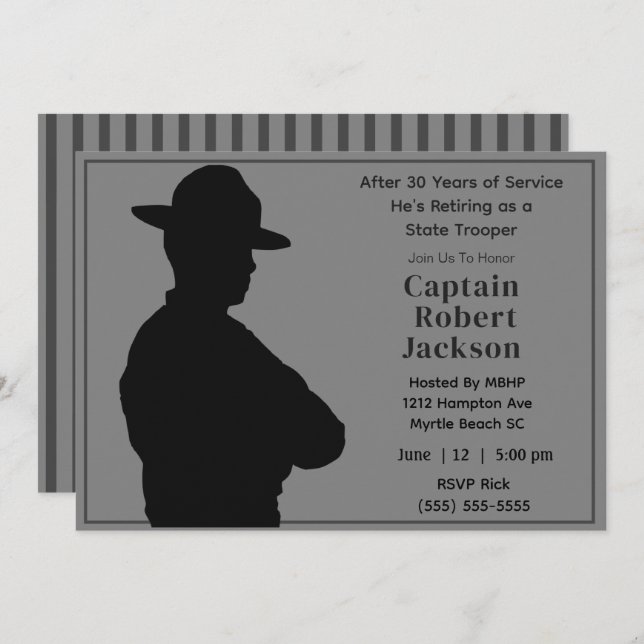State Trooper Retirement Invitation (Front/Back)