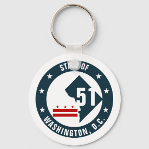 Statehood for Washington DC Logo Button Classic Ro Key Ring