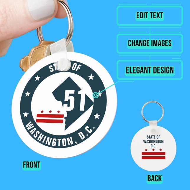 Statehood for Washington DC Logo Key Ring (Please enjoy our design and see the others in the collection.)