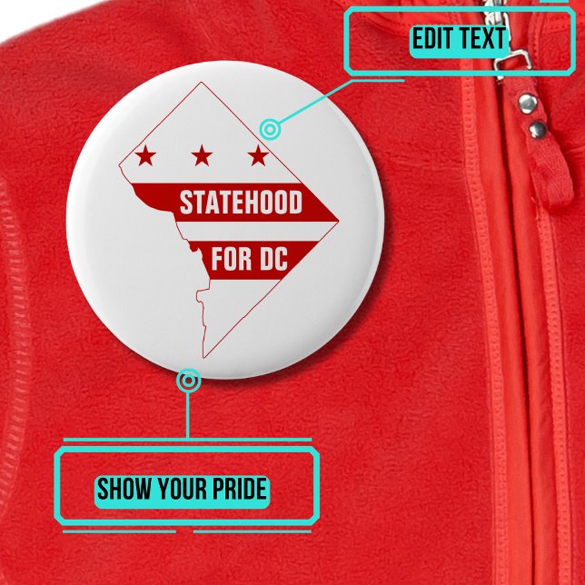 Statehood for Washington DC with Map 6 Cm Round Badge (Please enjoy our design and see the others in the collection.)