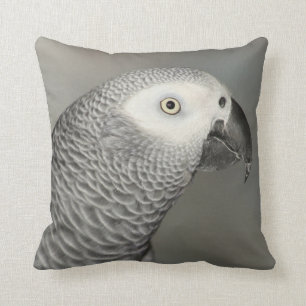 Stately African Grey Parrot Cushion