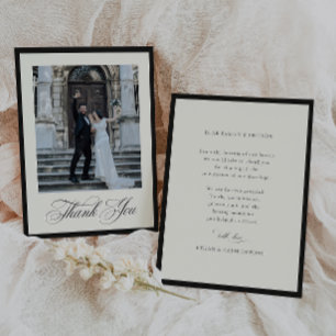 STATELY CALLIGRAPHY Wedding Photo Thank You Card