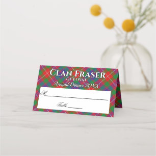 Stately Clan Fraser of Lovat Tartan Motto Place Card