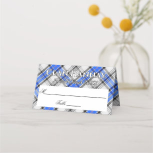 Stately Clan Hannay Tartan Motto Place Card
