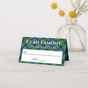 Stately Clan Lamont Tartan Motto Place Card