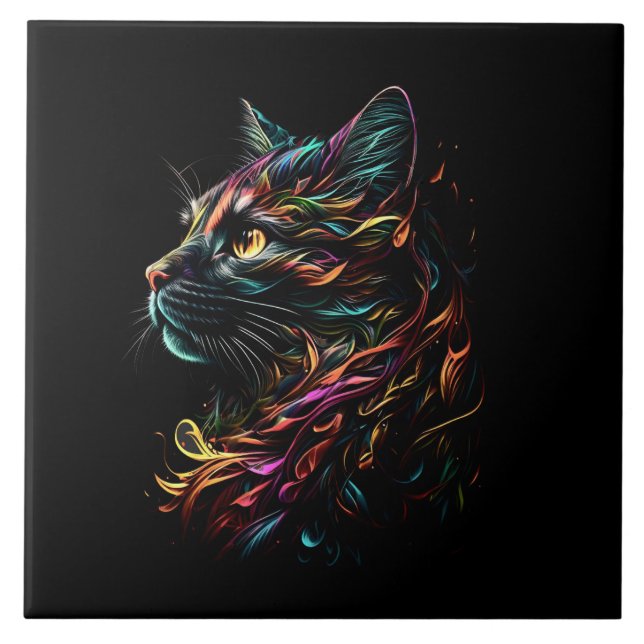 Stately Feline Profile  Ceramic Tile (Front)