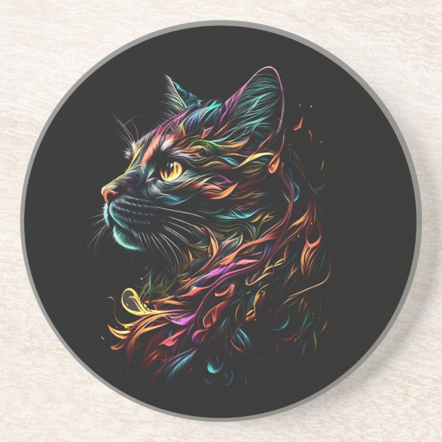 Stately Feline Profile  Coaster (Front)