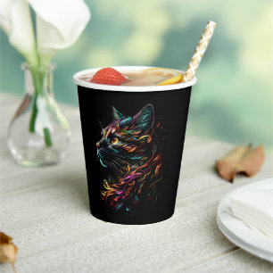Stately Feline Profile Paper Cups