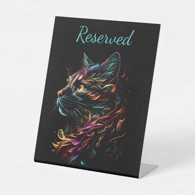 Stately Feline Profile  Pedestal Sign (Front)