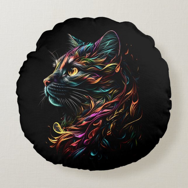 Stately Feline Profile  Round Cushion (Front)
