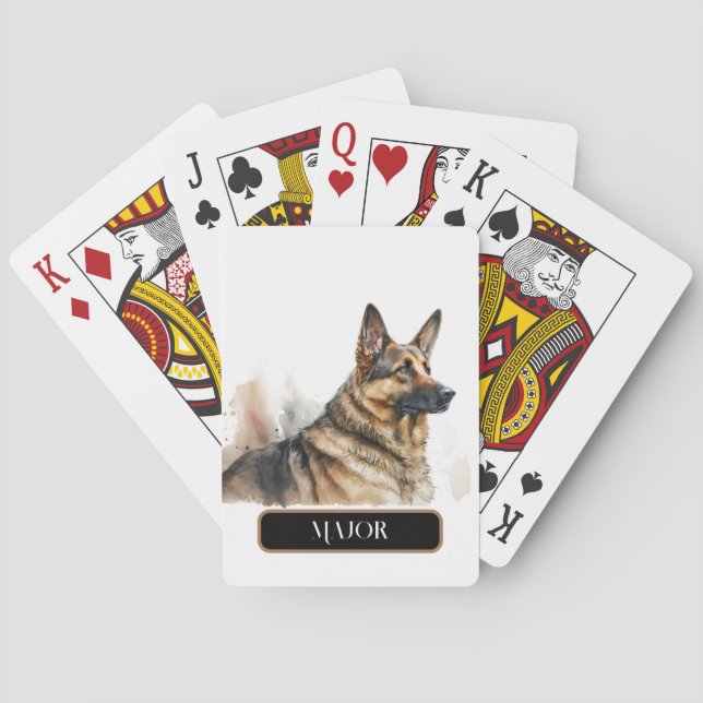Stately German Shepard Dog Personalise Playing Cards (Back)