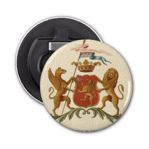 Stately Heraldic Badge with Griffin and Lion Bottle Opener