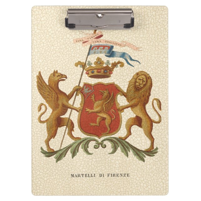 Stately Heraldic Badge with Griffin and Lion Clipboard (Front)