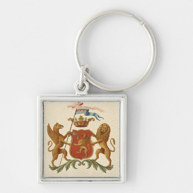 Stately Heraldic Badge with Griffin and Lion Key Ring (Front)