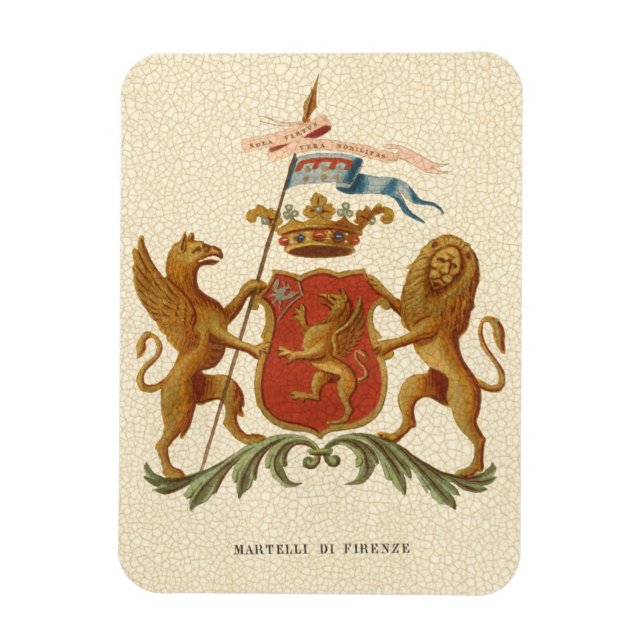 Stately Heraldic Badge with Griffin and Lion Magnet (Vertical)