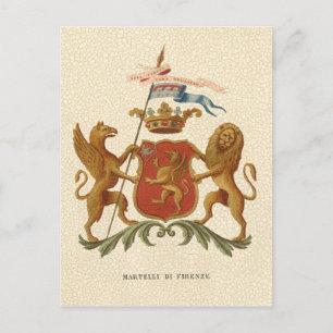 Stately Heraldic Badge with Griffin and Lion Postcard