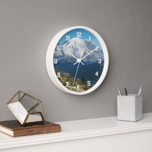 Stately Mount Rainier Landscape Clock