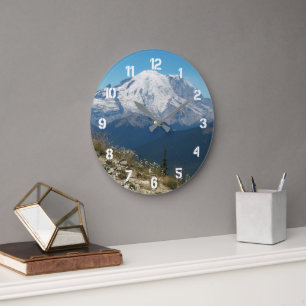 Stately Mount Rainier Landscape Large Clock