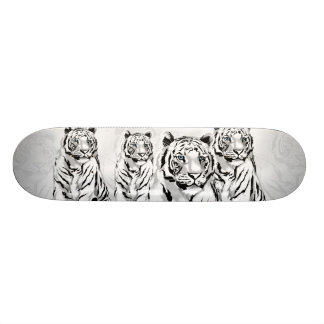 Stately White Tiger Skateboard