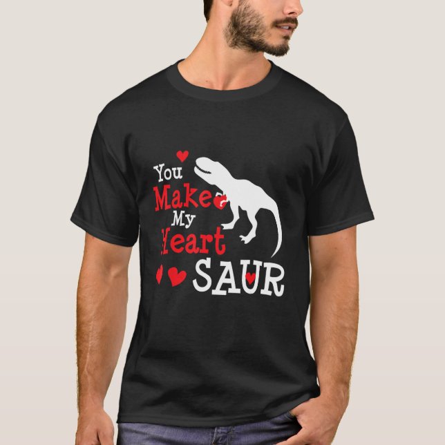 Statement Dinosaur Valentine's Day In Love Heart T-Shirt (Front)