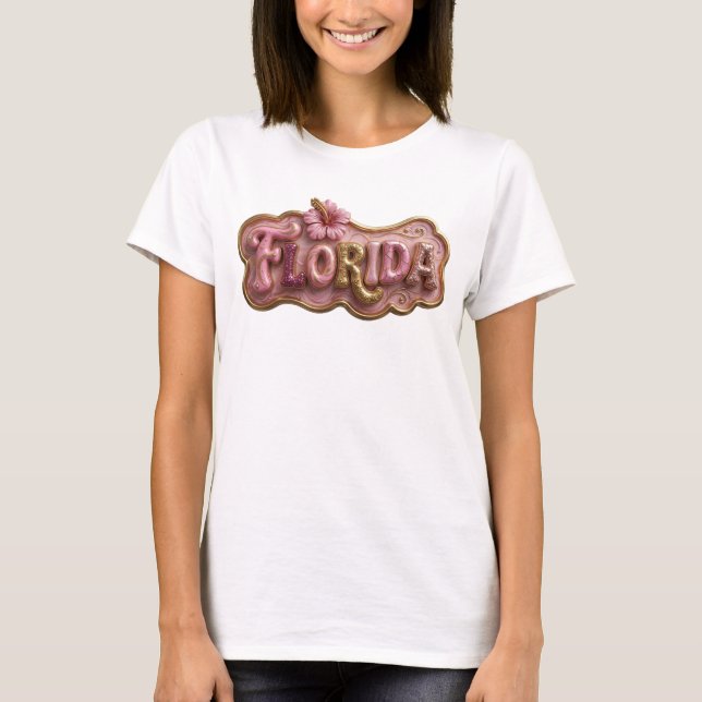 Statement Gold FLORIDA 3D Text Art T-Shirt (Front)