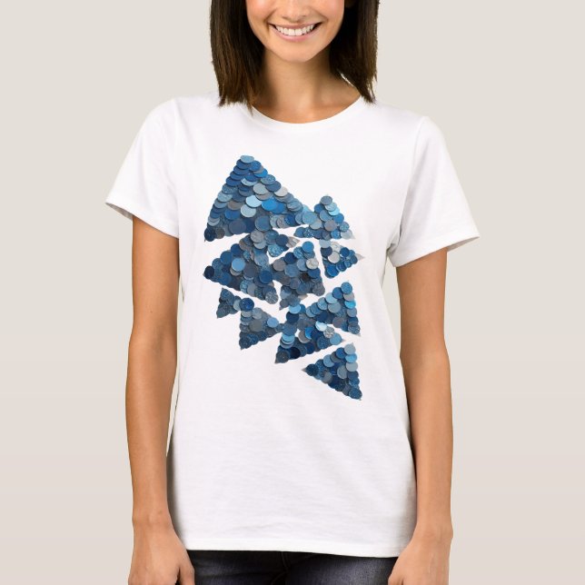 Statement Grey BLUE TREE 3D Text Art T-Shirt (Front)