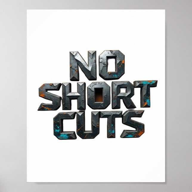 Statement Grey NO SHORT CUTS Text Design Poster (Front)