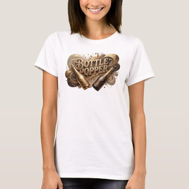 Statement Orange BOTTLE POPPER Print T-Shirt (Front)