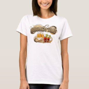Statement Orange BRUNCH TIME Artistic Motif T-Shirt