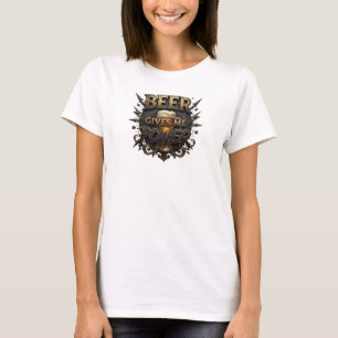 Statement Pink BEER GIVES ME POWER Print T-Shirt