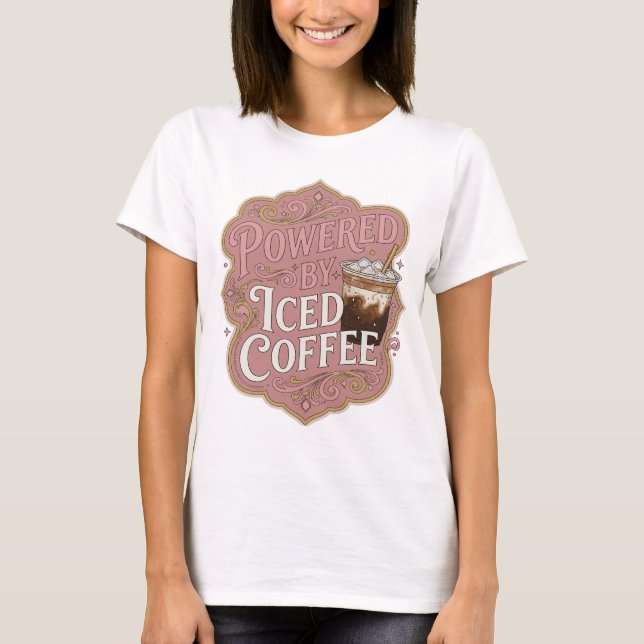Statement Pink POWERED BY ICED COFFEE Design T-Shirt (Front)