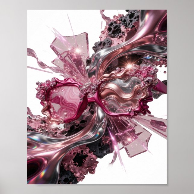 Statement Silver ABSTRACT ART Art Print v2 (Front)