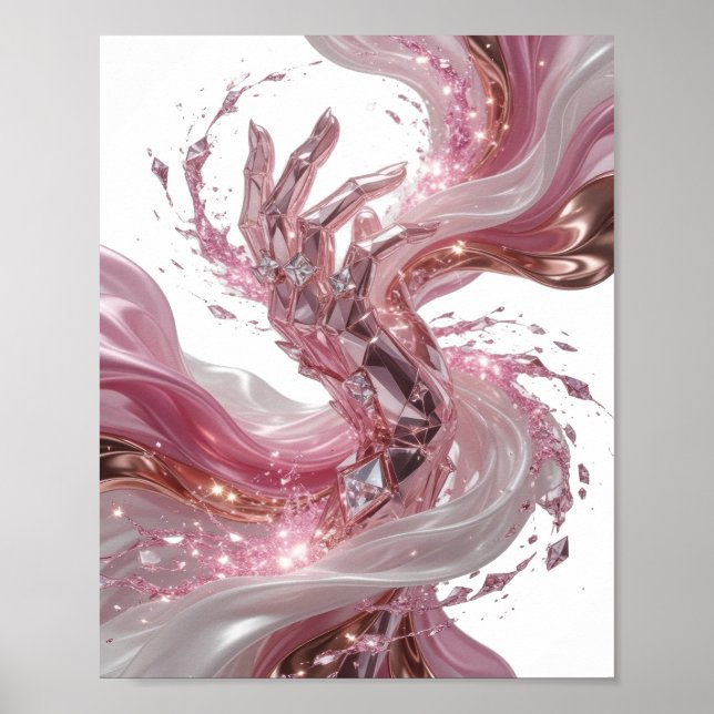 Statement Silver ABSTRACT ART Art Print v3 (Front)