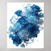 Statement Silver BLUE ROSES Text Design