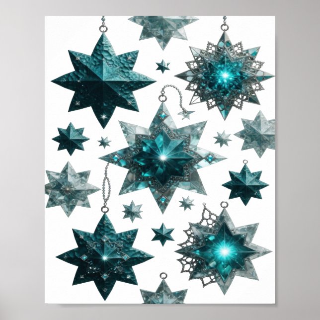 Statement Silver BLUE STAR ORNAMENTS Poster (Front)