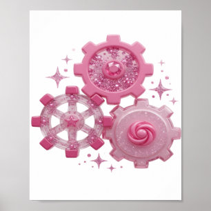 Statement Silver GEARS AND STARS Design Poster