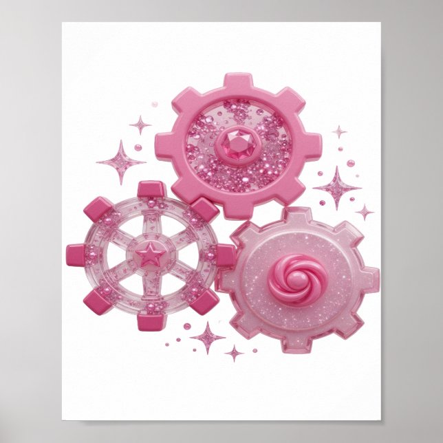 Statement Silver GEARS AND STARS Design Poster (Front)