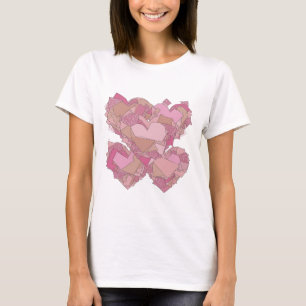 Statement Silver HEARTS IN LOVE Slogan Design T-Shirt