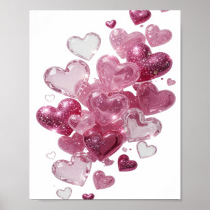 Statement Silver HEARTS IN SPACE Artistic Motif Poster