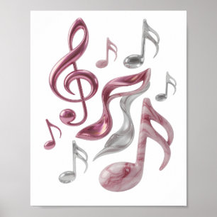 Statement Silver MUSIC IN EVERY NOTE 3D Text Art Poster