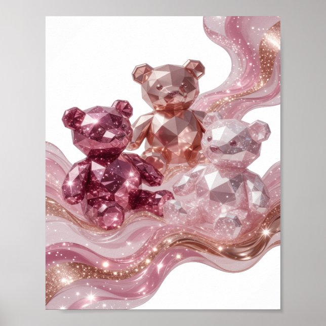 Statement Silver THREE DIAMOND TEDDY BEARS Poster (Front)