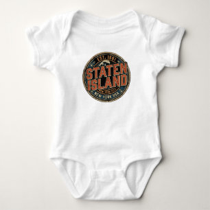 Staten Island New York City Vintage Nautical Badge Baby Bodysuit