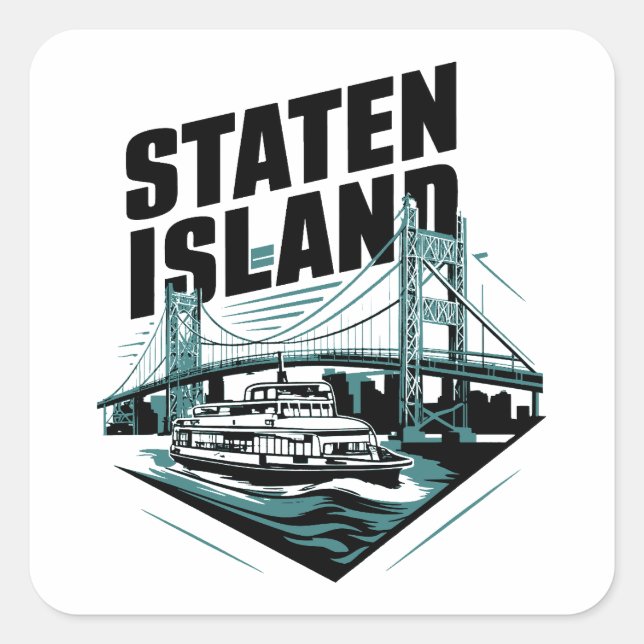 Staten Island New York Ferry Square Sticker (Front)