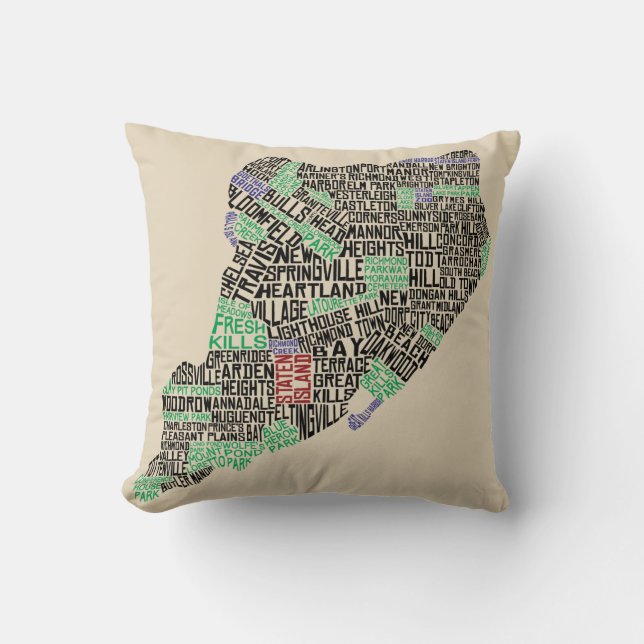 Staten Island NY Typography Map Cushion (Front)
