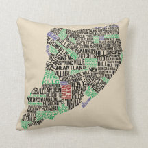 Staten Island NY Typography Map Cushion