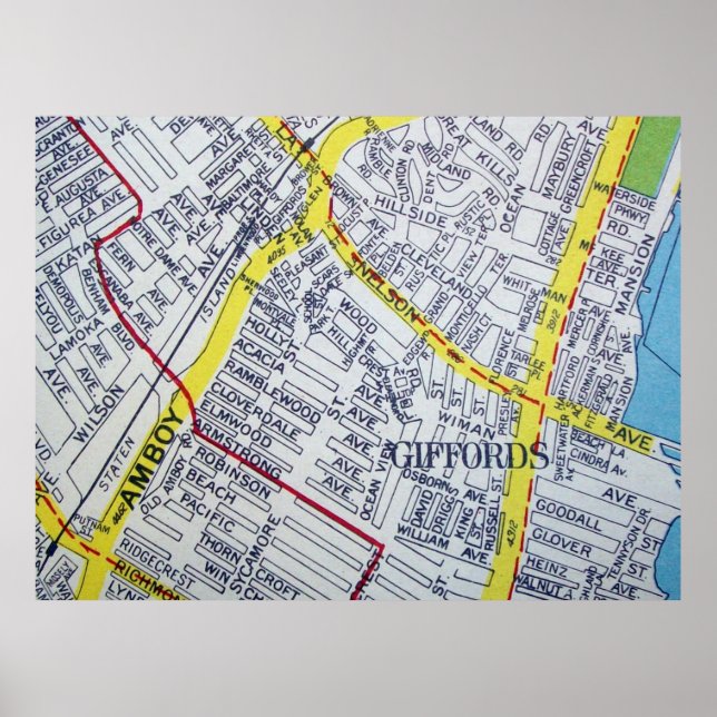 Staten Island, NY Vintage Map Poster (Front)